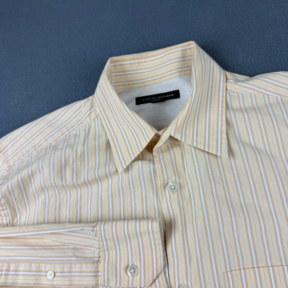 Banana Republic Shirt Men's S Yellow Striped Long Sleeve Cotton Button Up Dress